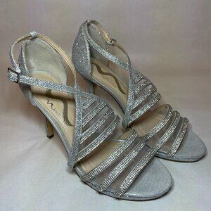 Nina Silver Rhinestone Heels